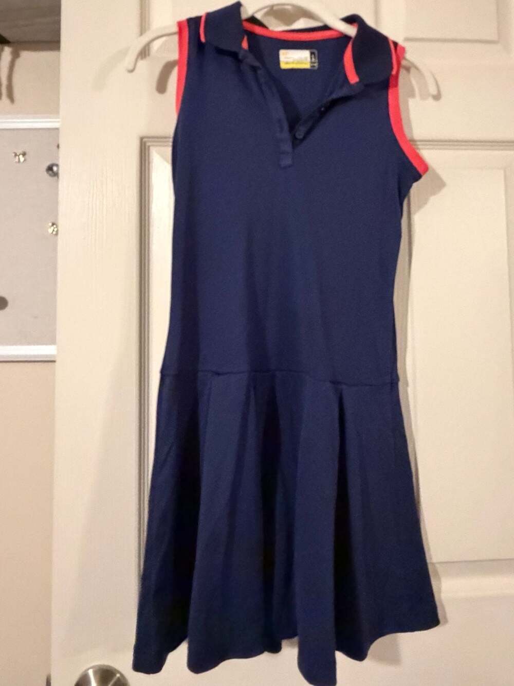 Nicklaus Eco Choice Girls Sleeveless Polo Golf and Tennis Dress Navy Blue